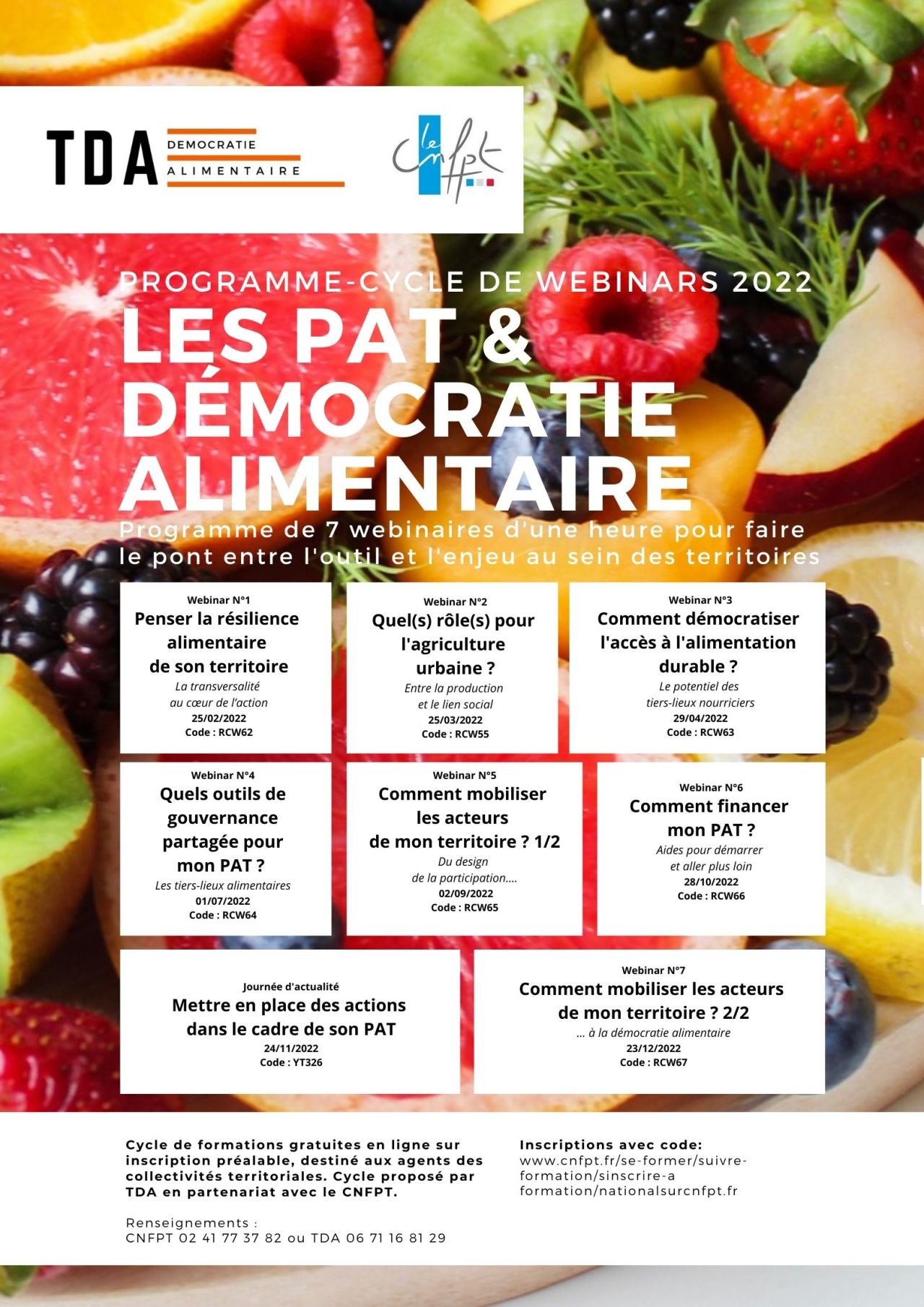 Webinars CNFPT – PAT et démocratie alimentaire